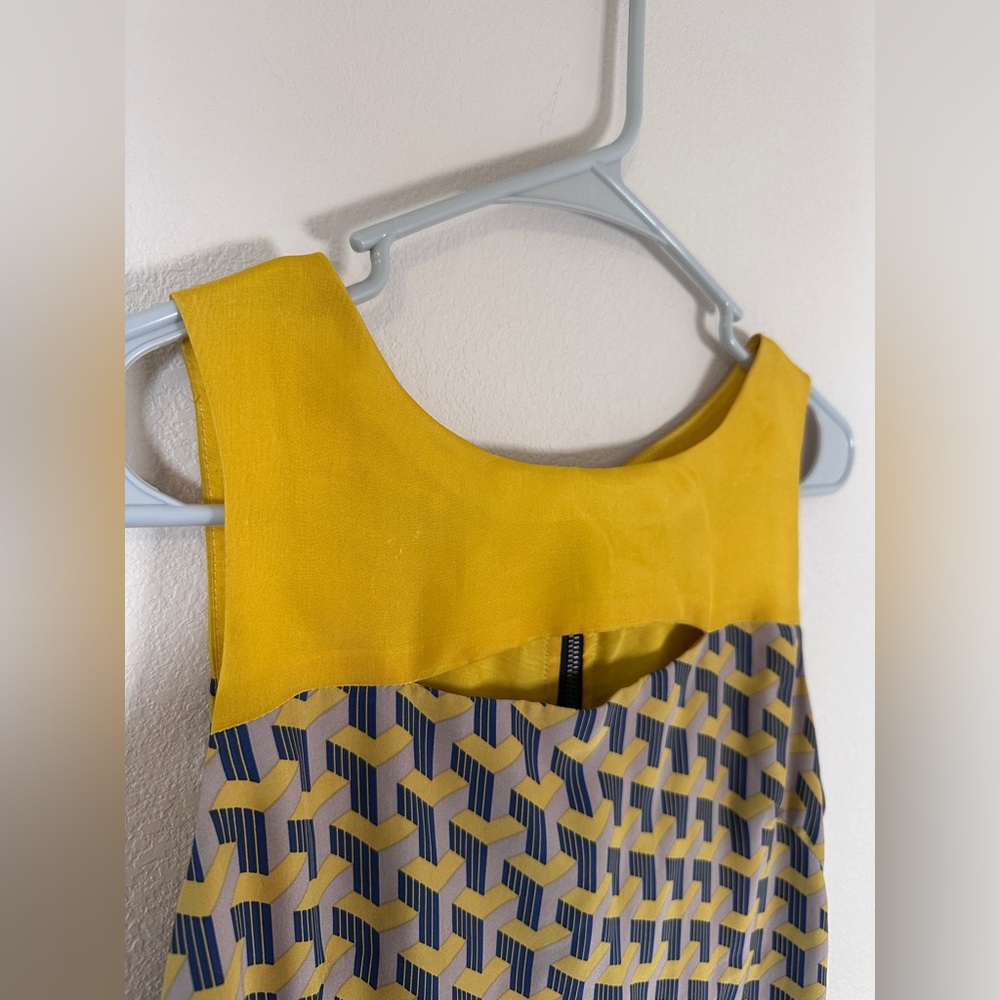 Rag & Bone Chelsea Yellow/blue Organza Sleeveless 100% Silk Mini Dress Sz 2 - Picture 5 of 8